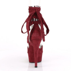 Burgundy Leatherette 15 cm DELIGHT-679 high heels with ankle laces