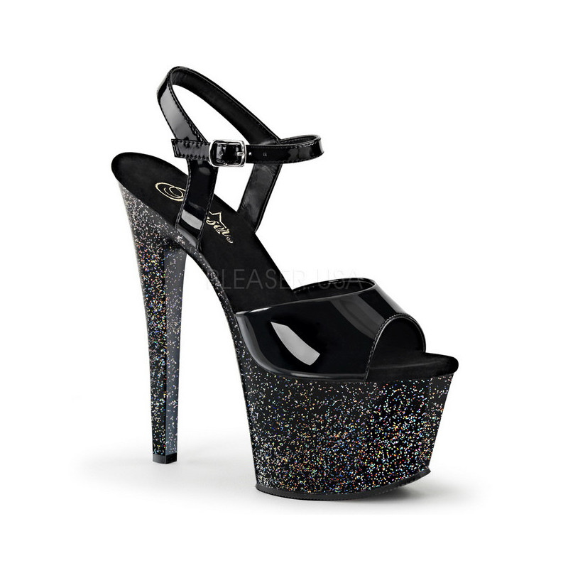 Black 18 cm SKY-309MG High Heels Glitter Platform