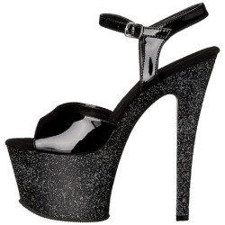 Black 18 cm SKY-309MG High Heels Glitter Platform