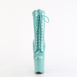 Turquoise glitter 20 cm high heels ankle boots platform