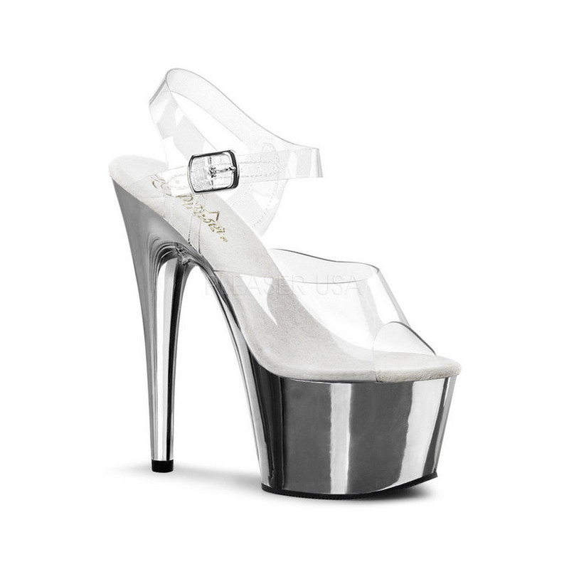 Transparent 18 cm ADORE-708 High Heels Chrome Platform