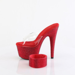 Red 18 cm 712RS pleaser high heels ankle cuff rhinestone platform
