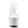 Transparent Silver 18 cm BEJEWELED-701MS Strass Platform Mules