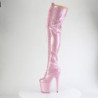Glitter 20 cm FLAMINGO-3020GP Rose thigh high boots with laces high heels