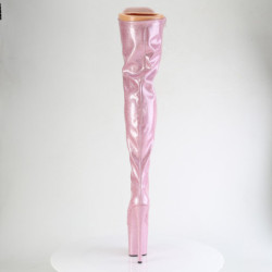 Glitter 20 cm FLAMINGO-3020GP Rose thigh high boots with laces high heels
