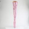 Glitter 20 cm FLAMINGO-3020GP Rose thigh high boots with laces high heels