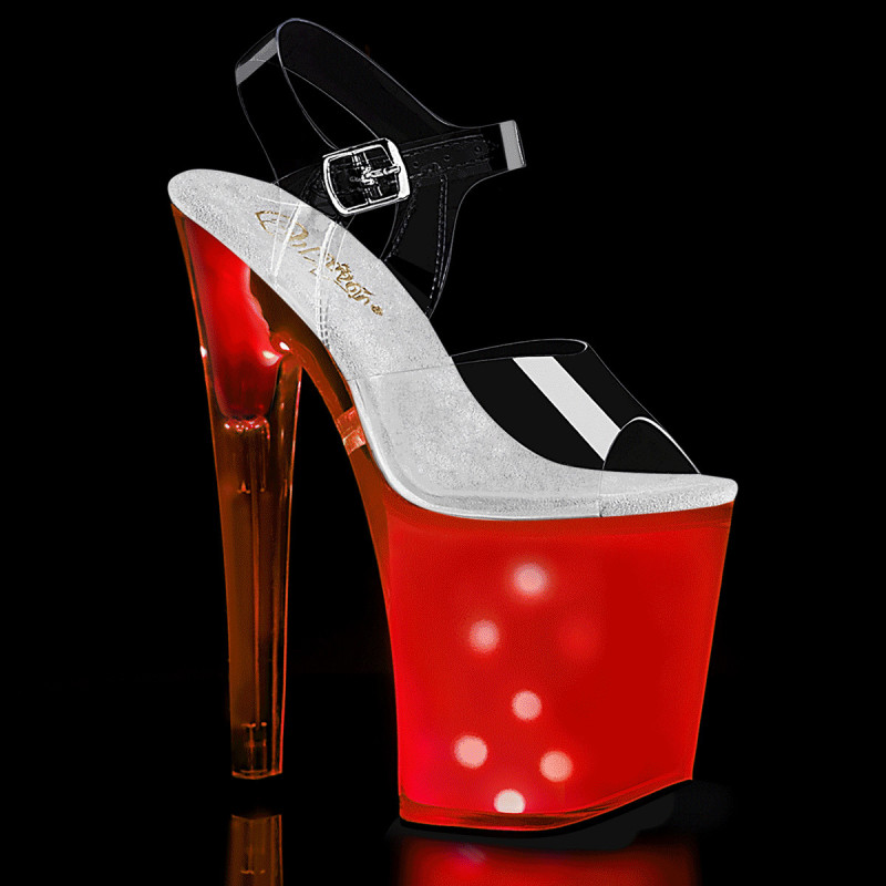 Transparent 20 cm DISCOLITE-808 LED light platform stripper high heel shoes