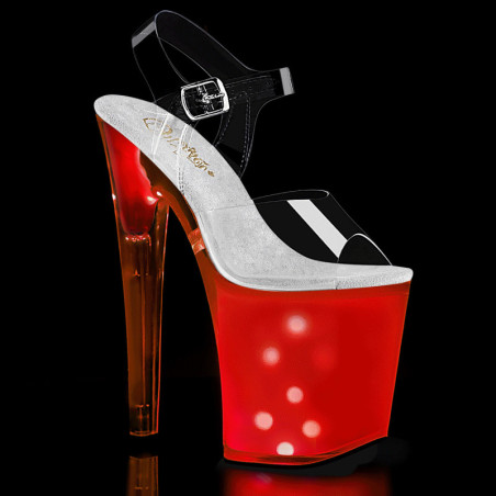 Transparent 20 cm DISCOLITE-808 LED light platform stripper high heel shoes