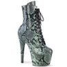 ADORE - 18 cm pleaser high heels ankle boots Snake pattern green