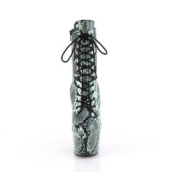 ADORE - 18 cm pleaser high heels ankle boots Snake pattern green