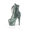 ADORE - 18 cm pleaser high heels ankle boots Snake pattern green