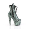 ADORE - 18 cm pleaser high heels ankle boots Snake pattern green