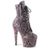 ADORE - 18 cm pleaser high heels ankle boots Snake pattern rose