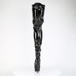 Vinile crotch 15 cm DELIGHT-4023 Neri stivali alti donna al ginocchio