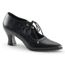 Black Leatherette 7 cm vintage VICTORIAN-03 Pumps with low heels
