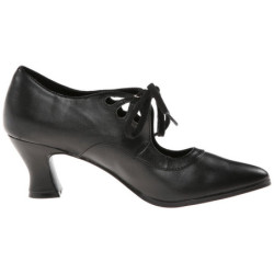 Black Leatherette 7 cm vintage VICTORIAN-03 Pumps with low heels