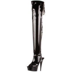 Black Patent 15,5 cm DELIGHT-3017 Platform Thigh High Boots