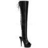 Black Leatherette 15,5 cm DELIGHT-3017 Platform Thigh High Boots