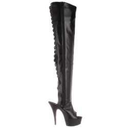 Black Leatherette 15,5 cm DELIGHT-3017 Platform Thigh High Boots