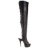 Black Leatherette 15,5 cm DELIGHT-3017 Platform Thigh High Boots