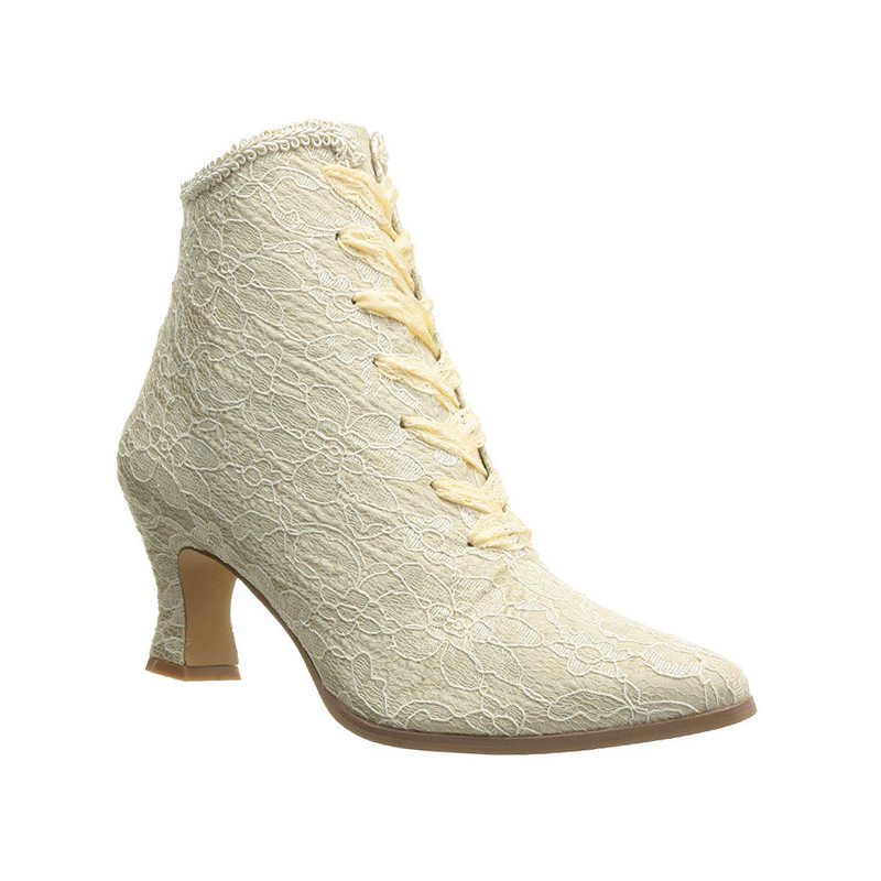 Beige 12 cm VICTORIAN-30 Stivaletti Stringati Tacco Alto Donna