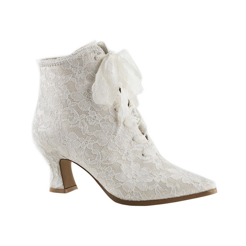 Bianco 12 cm VICTORIAN-30 Stivaletti Stringati Tacco Alto Donna
