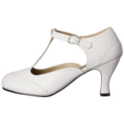 Bianco Ecopelle 7,5 cm retro vintage FLAPPER-26 scarpe décolleté con tacchi bassi
