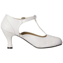 White Leatherette 7,5 cm vintage FLAPPER-26 Pumps with low heels