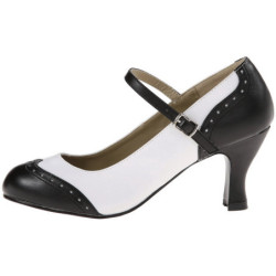 Black White 7,5 cm vintage FLAPPER-25 Pumps with low heels