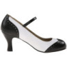 Black White 7,5 cm vintage FLAPPER-25 Pumps with low heels