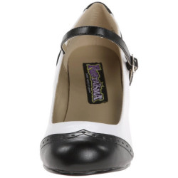 Black White 7,5 cm vintage FLAPPER-25 Pumps with low heels