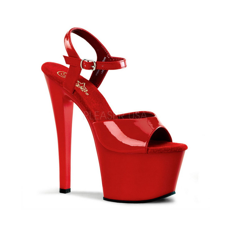 Red Shiny 18 cm Pleaser SKY-309 High Heels Platform
