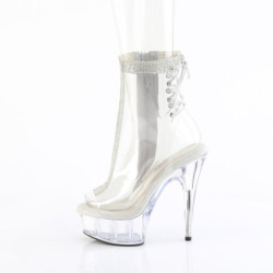 DELIGHT - 15 cm pleaser high heels ankle boots strass transparent