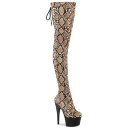 Patent Snake pattern 18 cm ADORE brown overknee boots with laces
