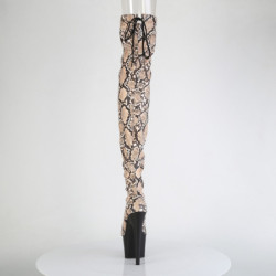 Patent Snake pattern 18 cm ADORE brown overknee boots with laces