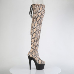 Patent Snake pattern 18 cm ADORE brown overknee boots with laces
