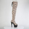Patent Snake pattern 18 cm ADORE brown overknee boots with laces