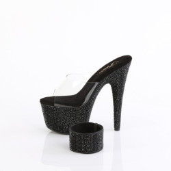 Black rhinestone 18 cm BEJEWELED-712RS pleaser high heels ankle cuff