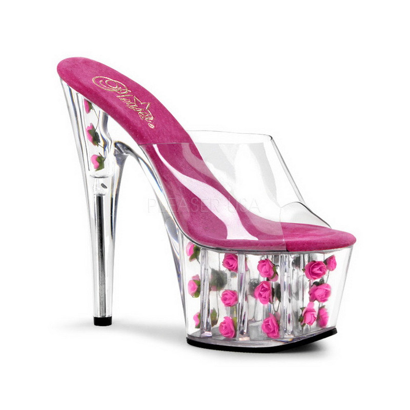 Pink Transparent 18 cm ADORE-701FL Platform High Mules