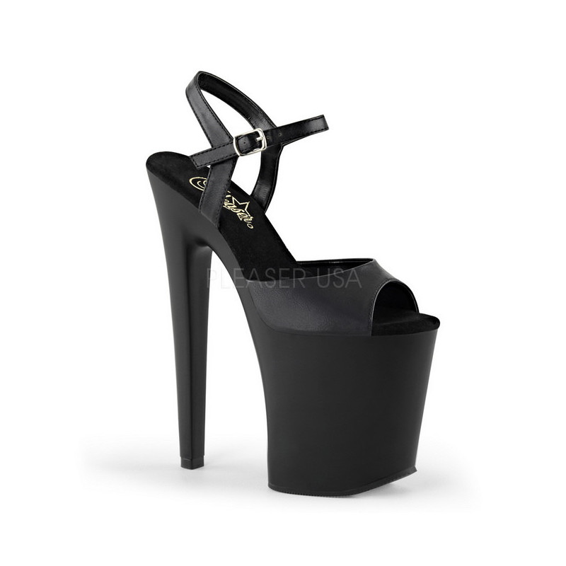 Black Leatherette 20 cm XTREME-809 High Heels Platform