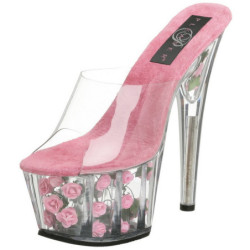Fucsia Trasparente 18 cm ADORE-701FL Plateau Mules Alte