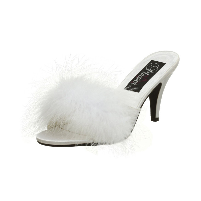 White Feathers 8 cm AMOUR-03 High Women Mules Shoes for Men
