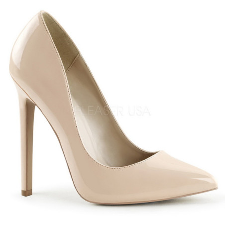 Beige Shiny 13 cm SEXY-20 pointed toe stiletto pumps
