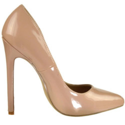 Beige Shiny 13 cm SEXY-20 pointed toe stiletto pumps
