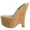 Transparent 16,5 cm Pleaser BEAU-601 Cork Platform Wedge Mules