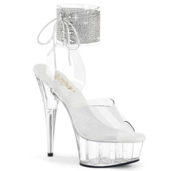Silver 15 cm DELIGHT-627RS platform ankle straps high heels