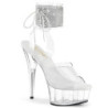 Silver 15 cm DELIGHT-627RS platform ankle straps high heels