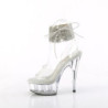 Silver 15 cm DELIGHT-627RS platform ankle straps high heels