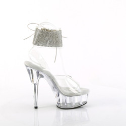 Silver 15 cm DELIGHT-627RS platform ankle straps high heels