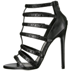 Nero Ecopelle 13 cm SEXY-15 High Heels Sandali con Tacco